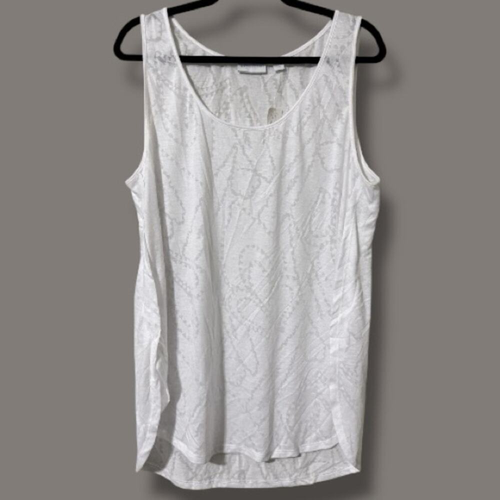 New York & Company women’s size XL white round hem tank sheer pullover new